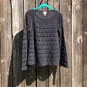 Cupio black crochet top sweater size small